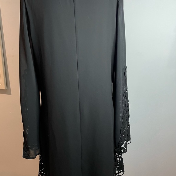 Ya Los Angeles Womens Cocktail Dress Long Sleeve Chiffon Black V-Neck Size “L” - Picture 9 of 16